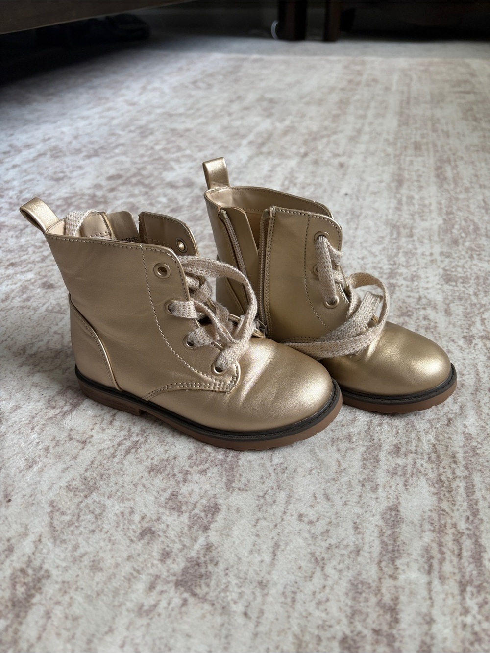 Cat & Jack Metallic Gold Lace-Up Combat Boots for Kids